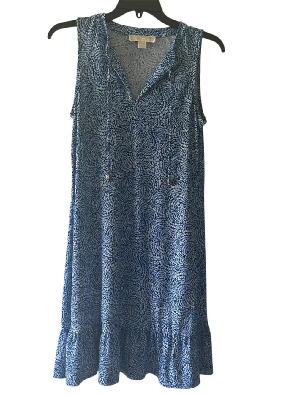 Michael Kors Sleeveless Shift Dress Ruffle Pleated Hem Size XS V-Neck in pristin